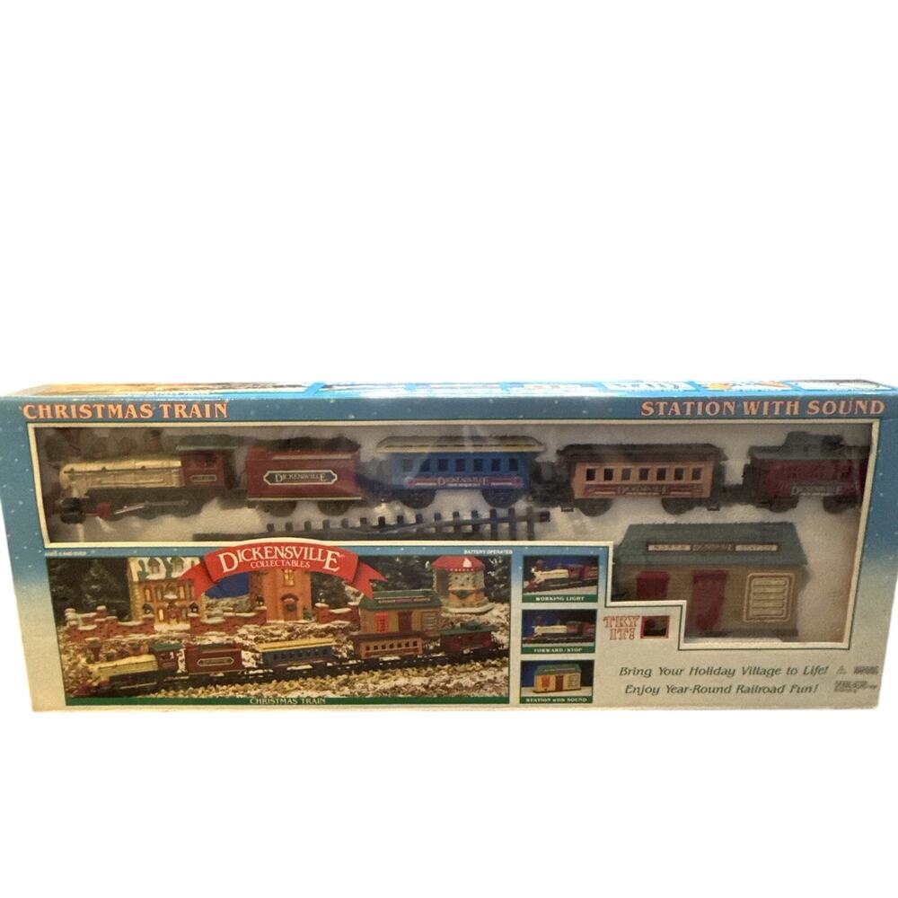 Vintage Dickensville New Bright Christmas Train W/ Musical Station House EXC